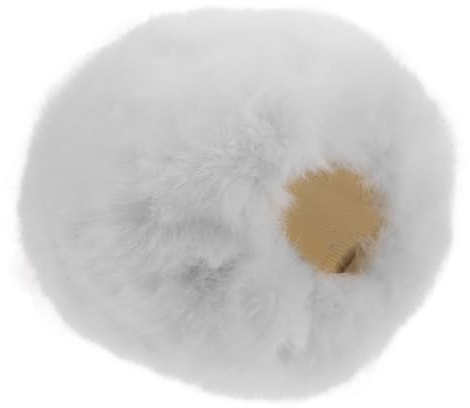 Vaguelly Microphone Windscreen White Faux Puff for Mic with Noise Reduction, Stylish Appearance, Compatible with Microphone, for Broadcasting Rooms and Outdoor Use