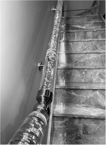 SAFWELAU Banister Rails Stair Handrail Wall Mounted Railing Grab Bar with Silver/Golden Brackets, Clear Bubble Acrylic Handrail Kit for Indoor Stair(Silver,150cm/4.9ft/59in)