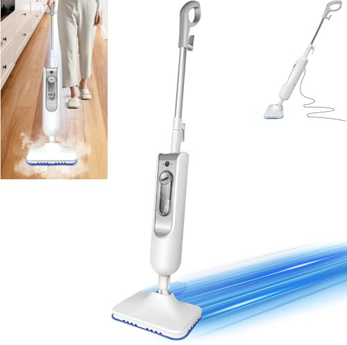 Banas 1500 W Smart Electric Steam Mop with 400 ml Water Tank, 2 Reusable Mop Pads & Carpet Glider, Integrated Design, 20s Quick Heating, 2-Level Volume Steam, Multi-Surface Floors & Carpets Cleaning