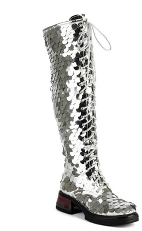HXTYXCQ Cuissardes À Plateforme À Talon Bloc pour Femmes Bottes Longues À Lacets avec Fermeture Éclair Latérale Bout Rond Au-Dessus du Genou Bottes