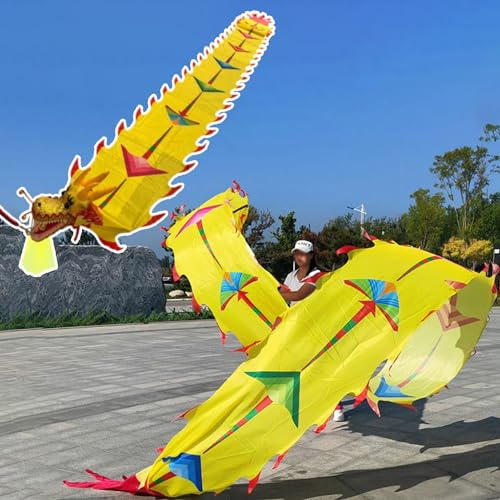 GAPECHNG Dragon Dance Lavable En Soie, Entraînement Physique Dragon Spiral Dragons Band, Dragon Ride Rotation Et Swing Poi Sports)/Yellow/10 M (33 Ft)