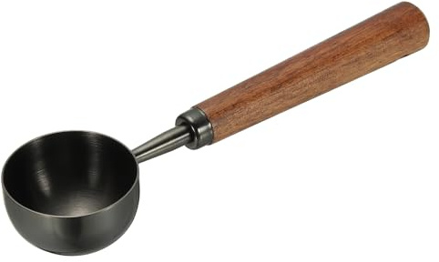 sourcing map Coffee Measuring Spoon, 4 x 0.7 30ml Stainless Steel Coffee Scoop with Wood Handle for Ground Coffee or Loose Leaf Tea Black