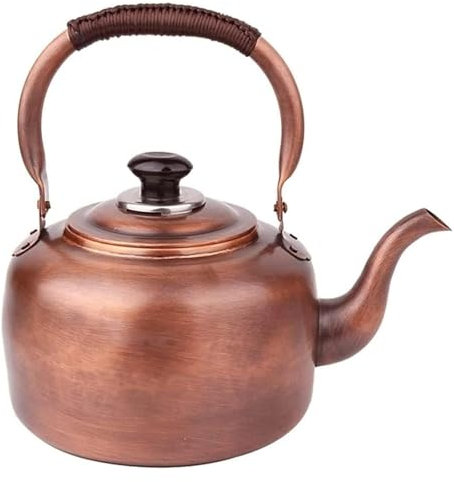 Bouilloire sifflante pour cuisinière, design rétro à chauffage rapide avec poignée tressée, fabriquée à la main pour cuisinière à gaz