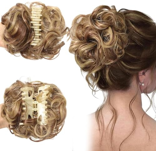 Bun Extensionsklämma, Messy Bun hårdel, Wavy Clip för mässigt bun ponytail förlängningar för en full look (Q)