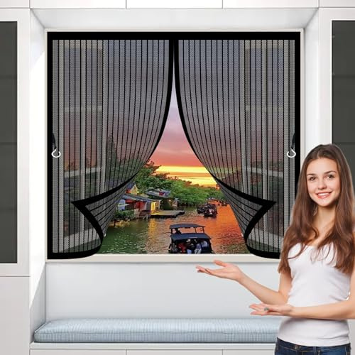 Cortina Magnetica Mosquitera 35 x 45 cm Protección Contra Insectos, Malla Fina, Mantiene El Aire Fresco, Mosquitera Ventana para Puerta Corredera, Puerta de Salón, Negro