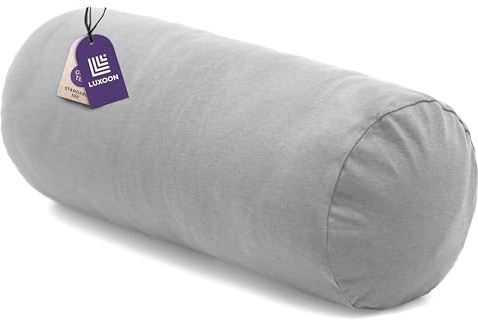 Luxoon Nackenrollenbezug mit Reißverschluss – Bezug für Nackenkissen, 100% Baumwolle, weich, waschbar und trocknergeeignet, 15x40 cm, Grau