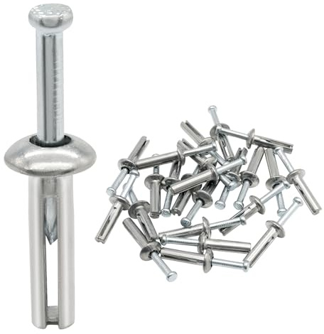 Cjueiom 1/4 x 1 Hammer Drive Anchors, 50 Pcs | Heavy Duty, Zinc-Plated Steel, Nail-in Anchors for Concrete, Masonry & HVAC, Rust-Resistant, Secure Mounting