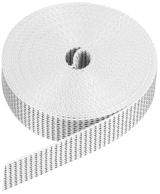 QUARKZMAN Correa para Persianas Enrollables, Cuerda de Reemplazo Fabricado en Polipropileno, Kits de Enrollador Atornillable de Correa Empotrado, Puertas, Ventanas, (6m x 23mm) Negro/Blanco