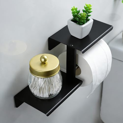 RUICER Toilettenpapierhalter Ohne Bohren, Edelstahl Klopapierhalter mit 2 Montagemethoden, Selbstklebend Wc Rollenhalter, Toilettenpapier Halter, Schwarz