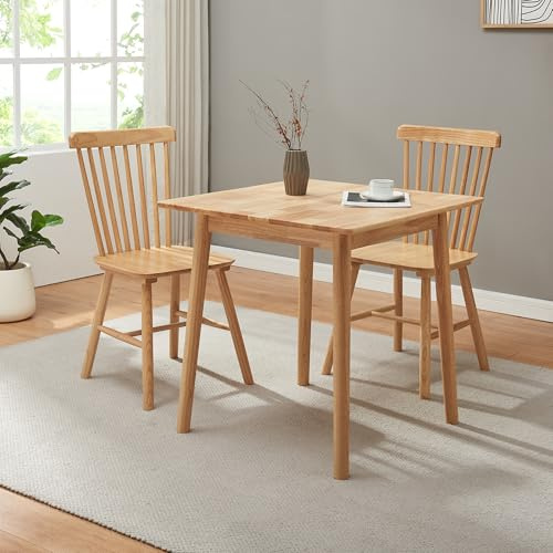 [en.casa] Tavolo da Pranzo con Piano Quadrato 75x75 cm Tavolo da Cucina in Legno di Hevea con Posti Fino a 4 Persone - color Naturale