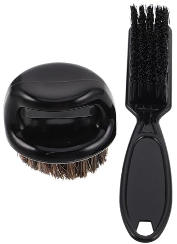 MAGICLULU Nackenbürsten Satz mit Weicher Borstenringbürste Pomadenbürste und Kopfhautkratzer Bartpflege und Gesichtshaarbürste für Männer Schwarzes Haarstyling Satz für Friseure