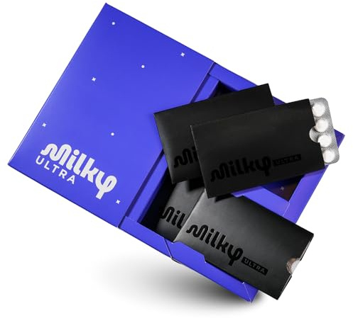 Milky Ultra Lactose Intolerance Pills - 21,000 FCC - Extra Strength Dairy Relief for Lactose Intolerance - Lactase Enzyme Tablets - Portable Credit Card Sleeves (96 Count - Black Hole)