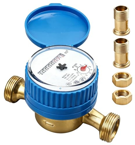 Contador de agua, medidor de agua para jardín de 1/2 pulgadas, medidor de agua de jardín con accesorios de montaje y cubierta protectora, contador de grifo, medidor de agua fría calibrado para uso