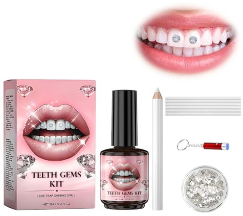 GXGM Kit Strass Dentaire Professionnel, Colle Strass Dentaire avec Lumière UV, pour Débutan, pour Fêtes de Maquillage Célébrations Jeux de Rôle