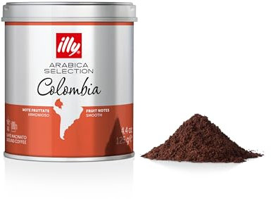 illy Colombia Ground Coffee, Medium Roast, Single Origin, 100% Arabica, Ideal for Moka Pots & Filter, 125g Tin