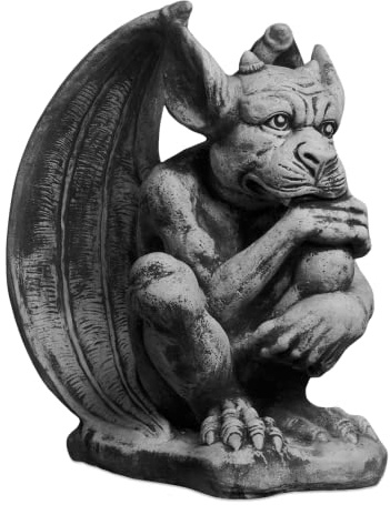 gartendekoparadies.de Gargoyle der Wächter Steinfigur aus Steinguss, Grau, Frostsicher, H. 40 cm, 19 kg, für Außenbereich