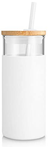 tronco 20oz Glass Tumbler with Straw - Bamboo Lid - BPA Free