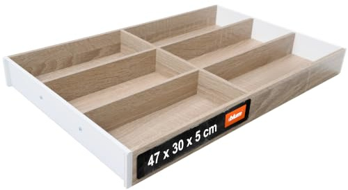 Blum AMBIA-LINE Besteckkasten | Premium Schubladen-Organizer für moderne Küchen & Schränke | schützt, sortiert & ordnet Besteck übersichtlich | mit Antirutschfüßen | 47 × 30 × 5 cm | Bardolino Eiche