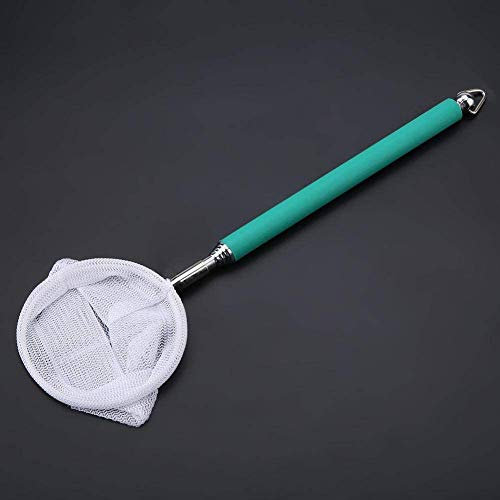 Aquarium Fish Net, Retractable Fish Shrimp Skimming Net for Fish Tank Pond Safe Fish Catching and Releasing 7.87-22.2 inch(Green Round)