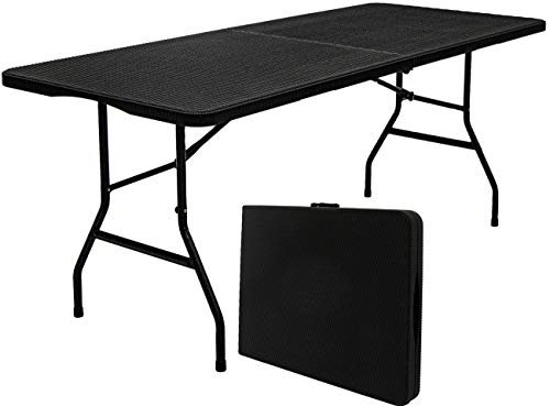 AMANKA 150kg Gartentisch - 180 x 74 cm Rattan-Optik Wetterfest - Esstisch für 6 Personen Klapptisch