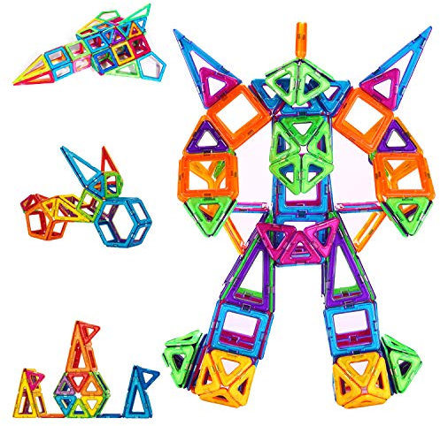 CONDIS Magnetische Bausteine 114 Teile, Magnetspielzeug Magnetbausteine Magnet Spielzeug Magnetspiele für Kinder Geschenk ab 3 4 5 6 7 8 Jahre Junge Mädchen Bauklötze Kinderspielzeug