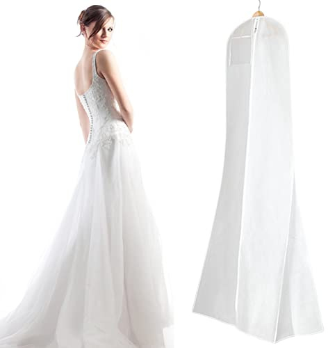 Custodia Porta Abito da Sposa 72 Traspirante Custodia Porta Abiti Copriabiti Antipolvere per Abiti da Sposa, Abiti da Sera, Cappotti, Traspirante, Antipolvere 180 x 80 x 22cm (Bianca)