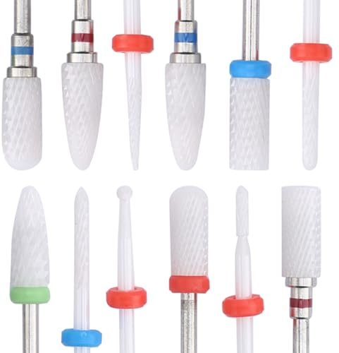 12 Stück Keramik Nagelfräser Bits Keramik Fräser Bohrer Elektrische Nagelbohrer Feilen Schleifmaschine Fräser Zum Entfernen der Abgestorbenen Haut für Nägel