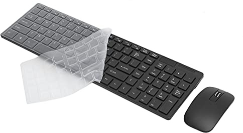 Combinazione Mouse e Tastiera Wireless, Set Tastiera e Mouse Wireless Compatti Smart Sleep Combo Tastiera e Mouse con Pellicola per Tastiera per Smartphone Android, Computer, Desktop(Nero)