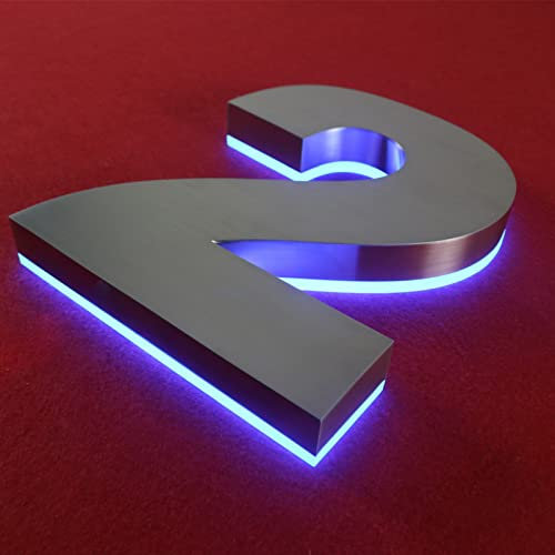Numeri civici retroilluminati a LED, numero di targa galleggiante 3D a LED, numeri civici illuminati per esterni moderni. Luce blu.,7,12 pollici 300 mm