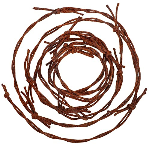 30 Feet 4 Pcs Fake Rusted Barbed Wire Garland Western Decorations Fake Barb Wire Rusted Barbed Wreath Rusty Garland Crafts Cowboy Christmas Tree Hanging Decorations(Dark Brown)