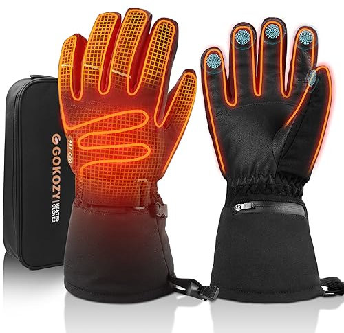 Gokozy Heated Gloves for Men and Women,Motorcycle Electric Gloves with 7.4V 2500mah Battery,3 Heating Setting,Christmas Thanksgiving Gift,Hand Warmer for Winter Sports Hiking/Motorcycle