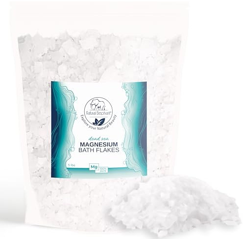 Natural Elephant Dead Sea Magnesium Bath Flakes | 5 lb (80 oz) Bag | Pure Magnesium Chloride Soak for Body and Foot | Ideal for a Soothing Bath Experience | Alternative to Epsom Salt