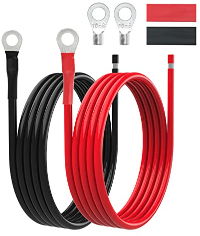 Gopayia 8 AWG Battery Cables 8 Gauge Solar Panel Wire Tinned Copper Extension Cable with 5/16'' Lugs for RV Solar Panel Car Automotive (8AWG 8FT)