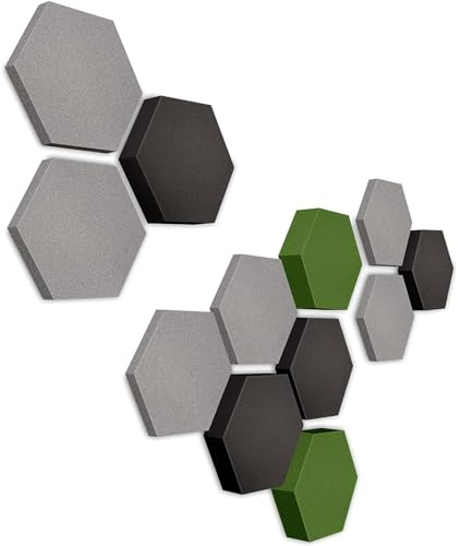 platino24 Akustikpaneele 12 Elemente Edition LOFT 3D I Ø 300mm Akustikplatten Schalldämmung Wand & Decke I Akustikschaum Schall-Absorber aus Basotect 30-70mm mit farbiger Akustikbeschichtung