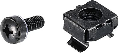 PATIKIL Rack Mount Cage Nuts M6x14mm Mounting Screws Iron Zinc Plated for Server Rack Cabinets with Washers, Black 10 Sets