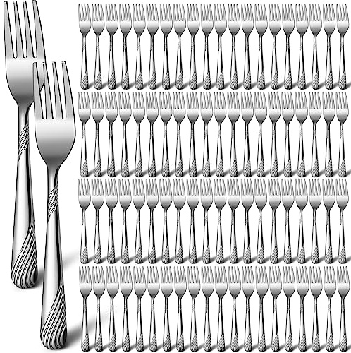 Bokon 200 Pieces Dinner Forks Bulk, 6.9 Inch Stainless Steel Silverware Flatware, Durable Table Forks Set for Home Restaurant Kitchen, Dishwasher Safe (Stylish)