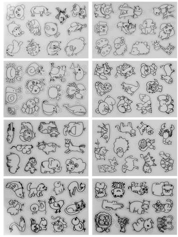 8 Stück Schrumpffolien, Bastelbedarf, Materialien, Niedliches Tiermuster, Schrumpffolie aus Kunststoff, Kunstpapier für DIY-Schlüsselanhänger, Anhänger, Basteldekoration (Tiermodelle Tier)