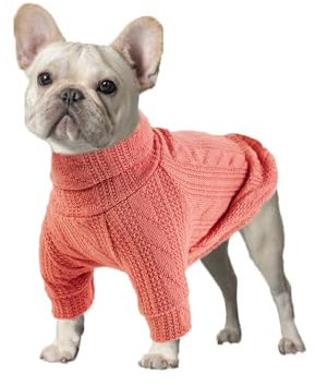 Hundepullover Stilvoller Warmer Hunde- und Katzenpullover, Weicher Rollkragen-Hundebekleidungsweste, Weiches Haustier-Winterzubehör, Geeignet für Welpen, Kleine und Mittelgroße Hunde (Rosa,S) O7