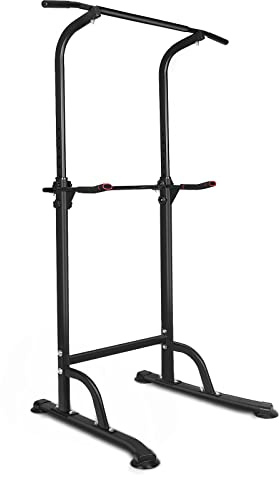 FUNJEPE Power Tower Workout Dip Station Klimmzugstange, Höhenverstellbarer Multifunktions-Dip-Ständer für Zuhause, Fitnessstudio, Krafttraining, Fitnessgeräte