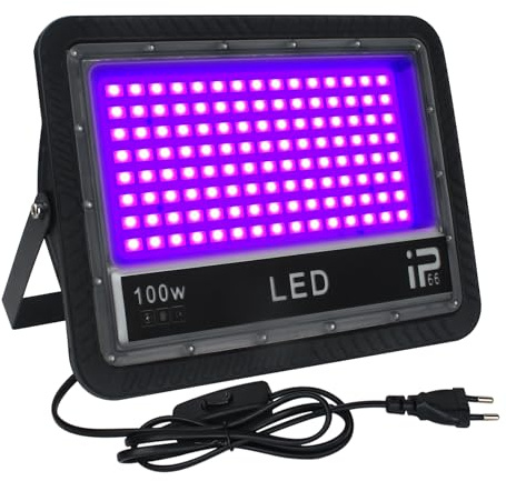 CREATESTAR LED Schwarzlicht Strahler 100W, 395-405nm UV Strahler | IP66 Wasserdicht Schwarzlicht Lampe für Bar Party Deko