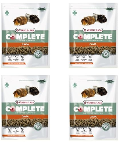 Versele Laga Versele-Laga Complete Cavia Allt-i-ett-Nutrition | 4-pack | 4 x 500 g | Pellets för marsvin | Innehåller timothyhö | berikad med fläder och örter