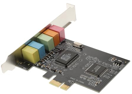 Carte Son Pcie vers 5.1 Cmi8738-6ch en Métal pour PC Desktop | 5 Interfaces, Équerre Low Profile Incluse, Entrée Ligne et Micro, Sorties Avant Arrière Centre Basse Couleur Aléatoire