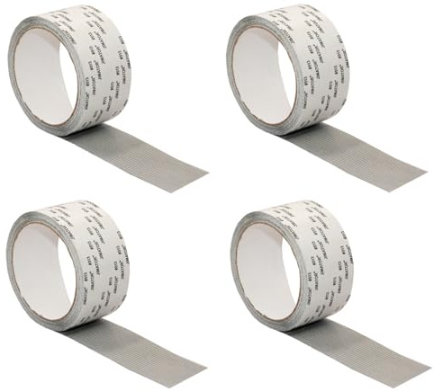 Cinta reparación tela mosquitera para puertas y ventanas en color negro gris y blanco, cinta autoadhesiva reparar telas mosquiteras de rasgaduras, solución mosquitera rota (4, Gris)