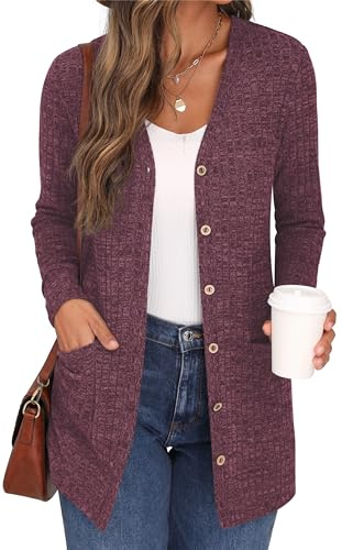 GRECERELLE Gilet Femme Cardigan Long à Col en V Ouvert sur Le Devant Manches Longues Poches pour Un Style Chic Adapté à Toutes Les Saisons