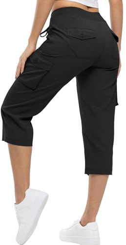 YSENTO Womens Shorts Walking Cargo 3/4 Length Hiking Shorts Lightweight Summer Capri Cropped Outdoor Pants with Multi Pockets