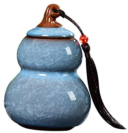 ABOOFAN Boîte à Thé En Céramique Gourde Grand Format, Hermétique Finition Bleue Lacustre, Pot De Conservation Sain Sans Goût, Pour Maison Bureau Salon De Thé