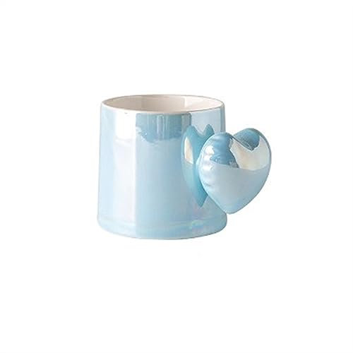 Kaffeetassen Liebestasse, nordische Keramiktasse, Kaffeetasse, Herz-Design, Kaffeetasse, Stil, Tasse, Paartasse, Geschenk, 300 ml Mug (Color : 2)
