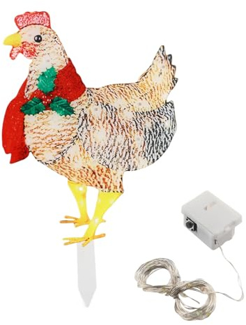 Yusat Leuchtendes Huhn, Dekorative LED-Lichter, Osterdekoration, Leuchtende Gartendekoration mit Schal Drinnen und Draußen, Zimmer, Hof