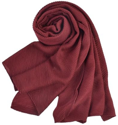 BEALIFE Langer gefalteter Damenschal, klassisch und modisch, warm, warm, einfarbig, großer dicker warmer Schal, Damenschal, Weinrot