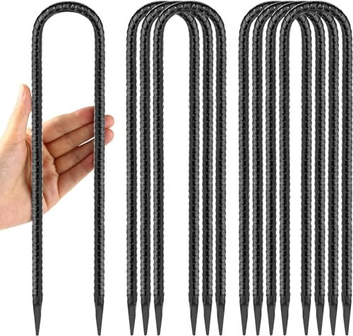 Delex Trampoline Anchor Kit Heavy Duty U Shaped ground anchor Tent Pegs Stakes, Galvanized Steel Trampoline Tie Down Kit for Soccer Goals, Garden Decoration